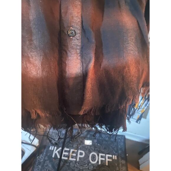 Amiri Brown Gradient Frayed Distressed Flannel - Picture 4 of 6